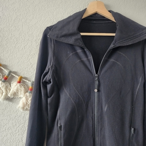 Lululemon In Stride Black Longline Cowl Neck Zip Jacket Luon Casual Yoga Gym 6 - Picture 10 of 14